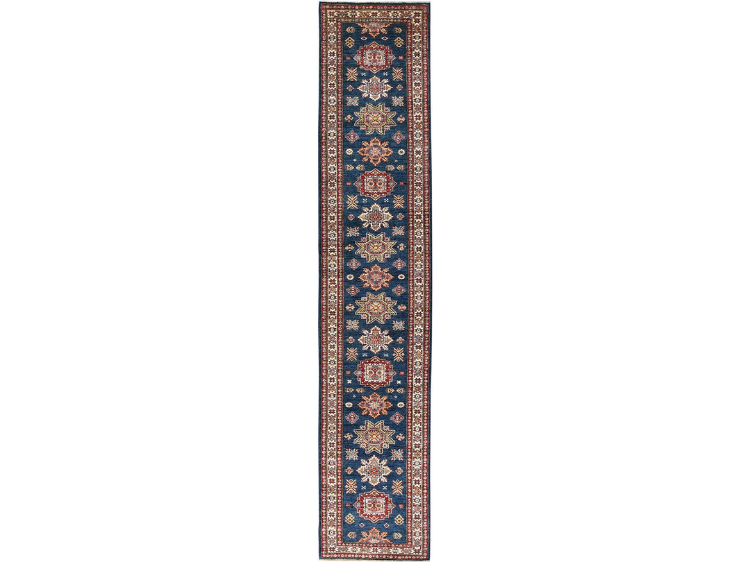2'10" x 13'8" New Hand Knotted Blue Wool Runner Oriental Rug - MOA10282912