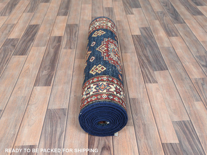 2'10" x 13'8" New Hand Knotted Blue Wool Runner Oriental Rug - MOA10282912