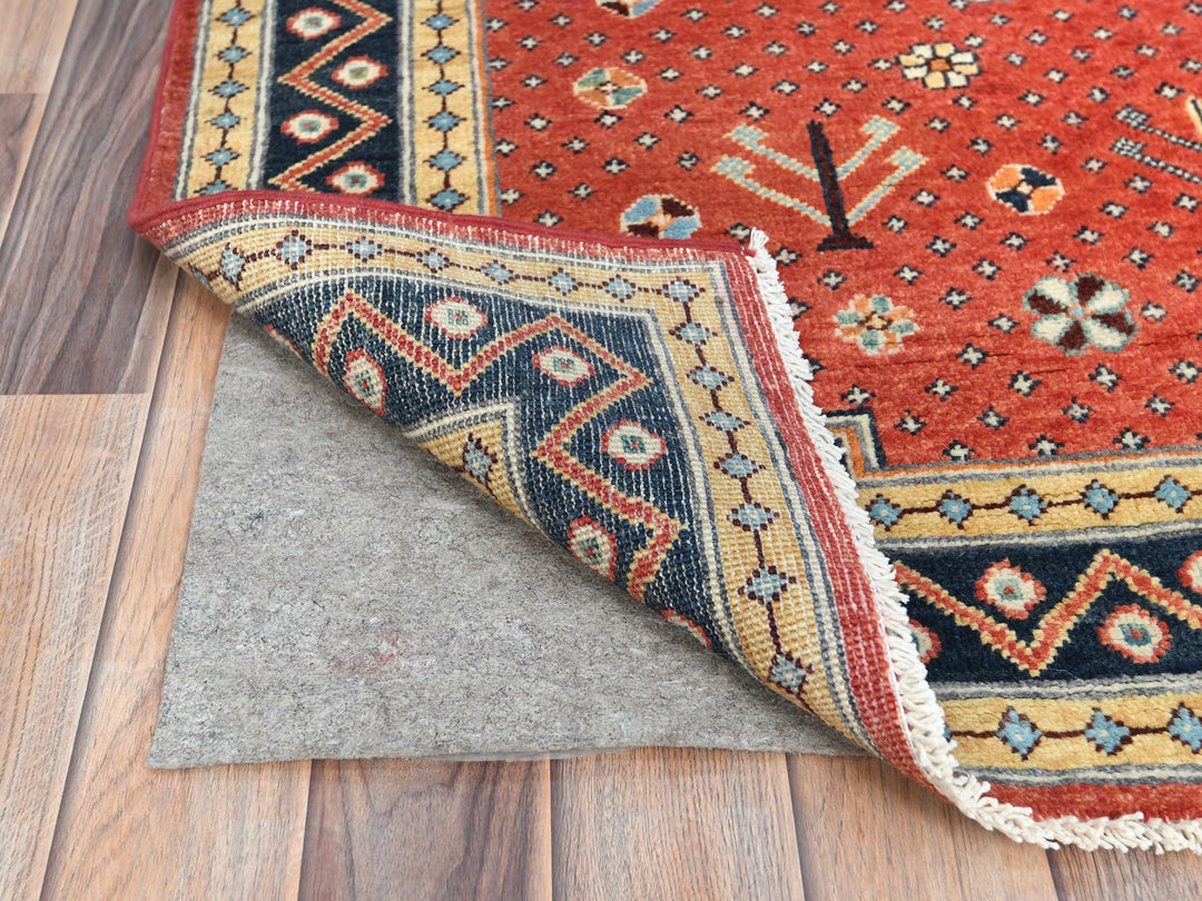 4'0" x 5'9" New Hand Knotted Red Wool Rectangle Oriental Rug - MOA10282949