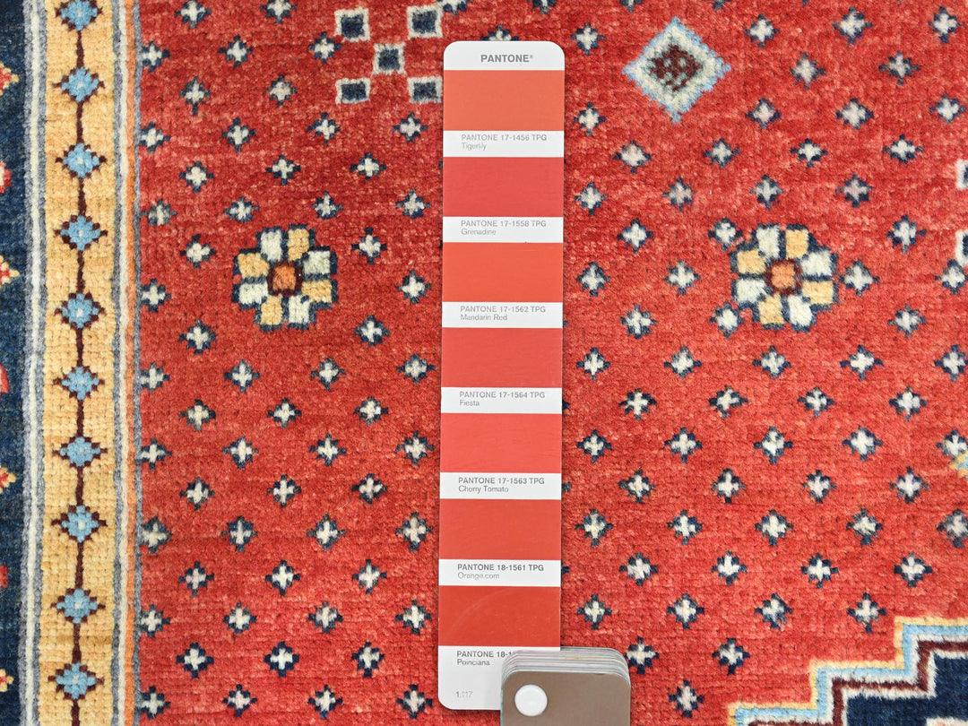 4'0" x 5'9" New Hand Knotted Red Wool Rectangle Oriental Rug - MOA10282949