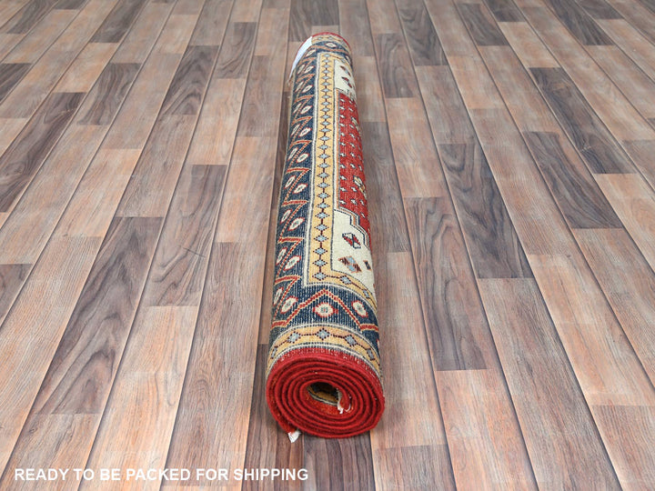 4'0" x 5'9" New Hand Knotted Red Wool Rectangle Oriental Rug - MOA10282949