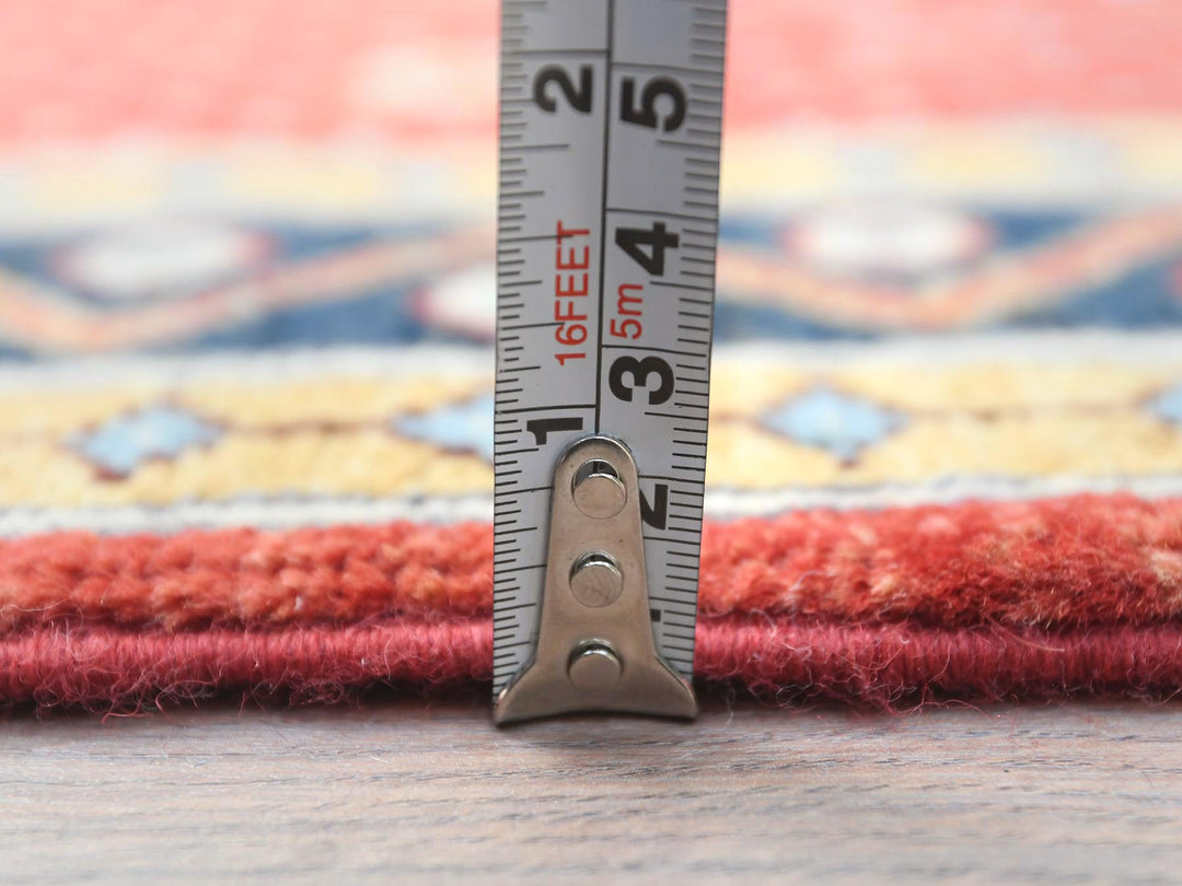 4'0" x 5'9" New Hand Knotted Red Wool Rectangle Oriental Rug - MOA10282949