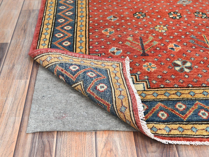 4'0" x 5'9" New Hand Knotted Red Wool Rectangle Oriental Rug - MOA10282950