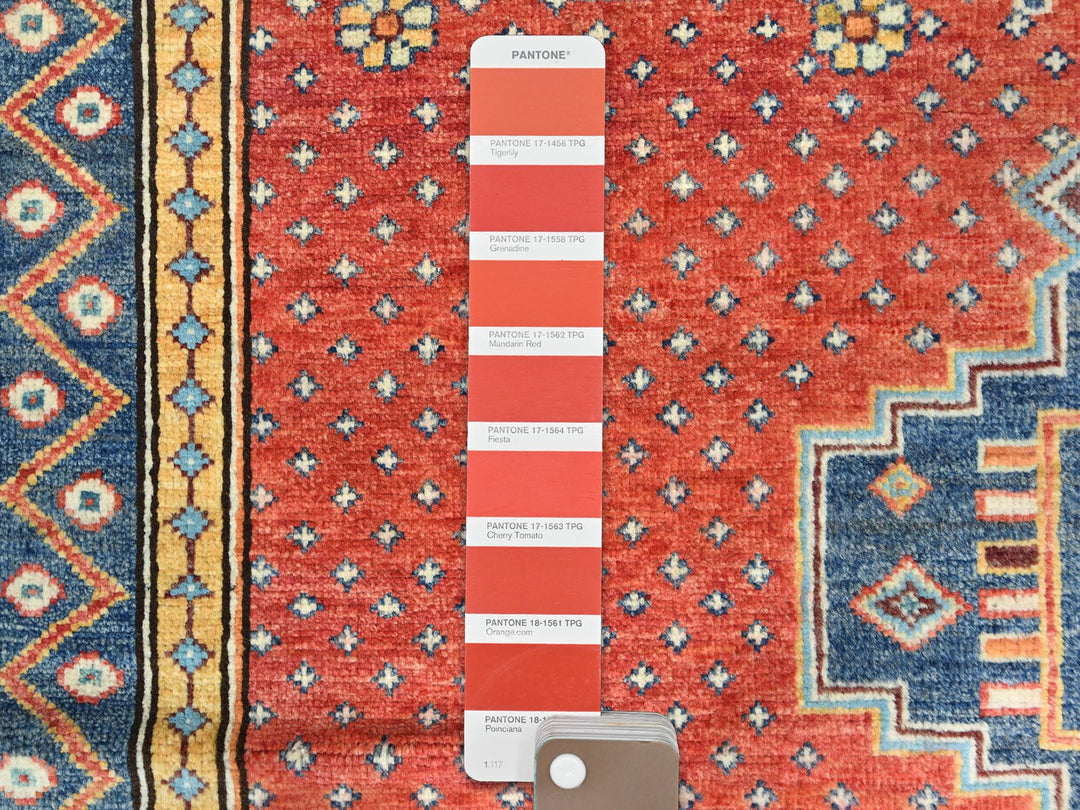 4'0" x 5'9" New Hand Knotted Red Wool Rectangle Oriental Rug - MOA10282950