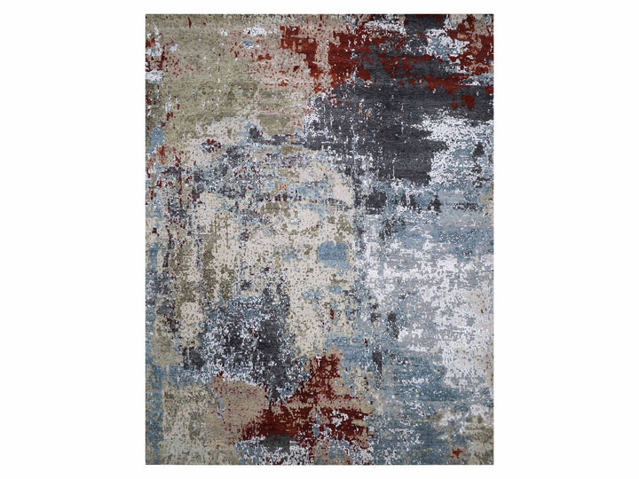 12'0" x 15'2" New Hand Knotted Blue Wool Rectangle Oriental Rug - MOA10283036