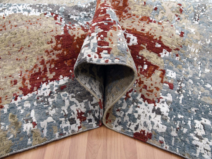 12'0" x 15'2" New Hand Knotted Blue Wool Rectangle Oriental Rug - MOA10283036