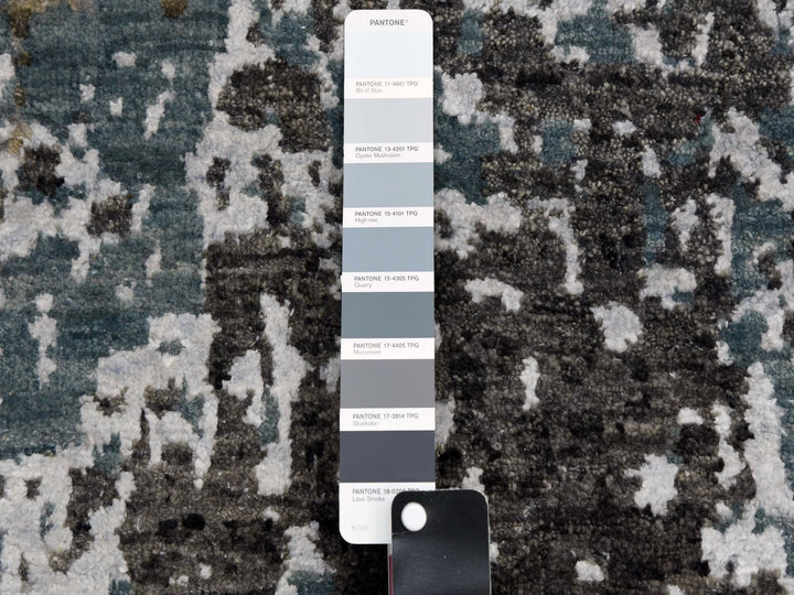 12'0" x 15'2" New Hand Knotted Blue Wool Rectangle Oriental Rug - MOA10283036