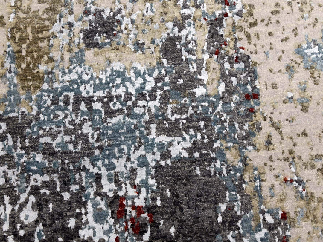 12'0" x 15'2" New Hand Knotted Blue Wool Rectangle Oriental Rug - MOA10283036