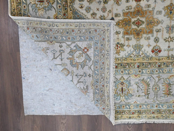 11'10" x 17'10" New Hand Knotted Ivory Wool Rectangle Oriental Rug - MOA10284117