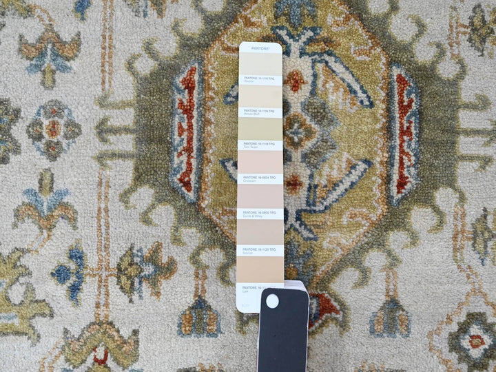 11'10" x 17'10" New Hand Knotted Ivory Wool Rectangle Oriental Rug - MOA10284117