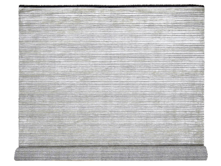 10'0" x 14'0" New Hand Loomed Brown Wool & Silk Rectangle Oriental Rug - MOA10284165