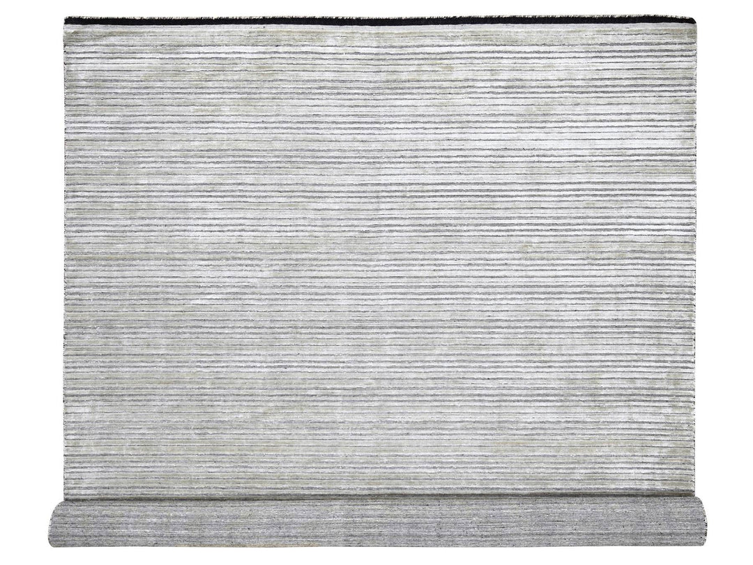 10'0" x 14'0" New Hand Loomed Brown Wool & Silk Rectangle Oriental Rug - MOA10284165