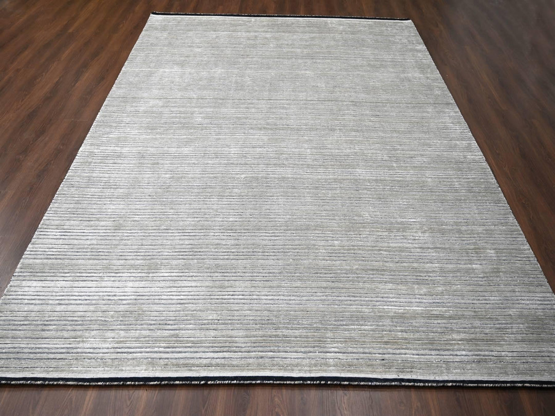 10'0" x 14'0" New Hand Loomed Brown Wool & Silk Rectangle Oriental Rug - MOA10284165