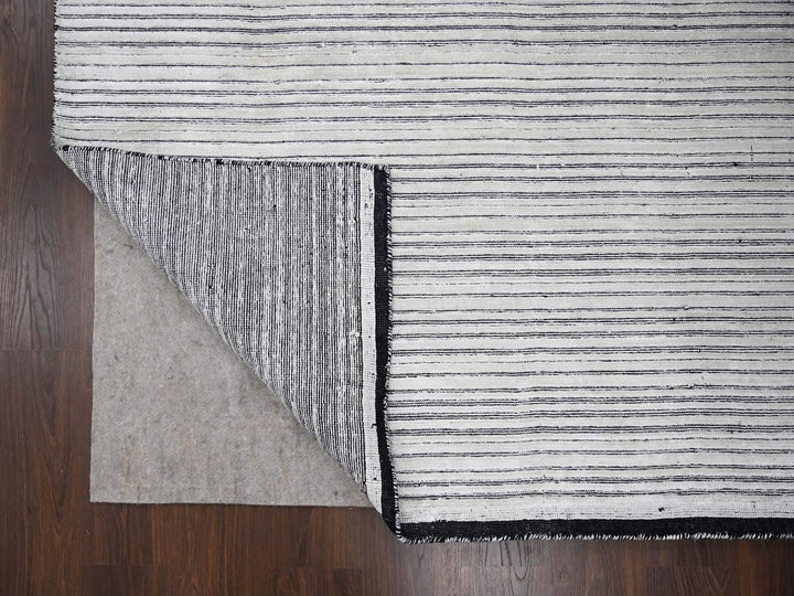 12'1" x 15'1" New Hand Loomed Ivory Wool & Silk Rectangle Oriental Rug - MOA10284168