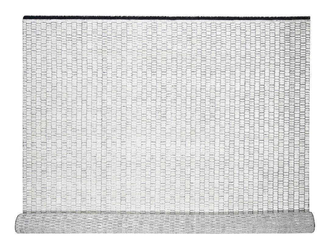 12'4" x 15'0" New Hand Loomed Ivory Wool & Silk Rectangle Oriental Rug - MOA10284170