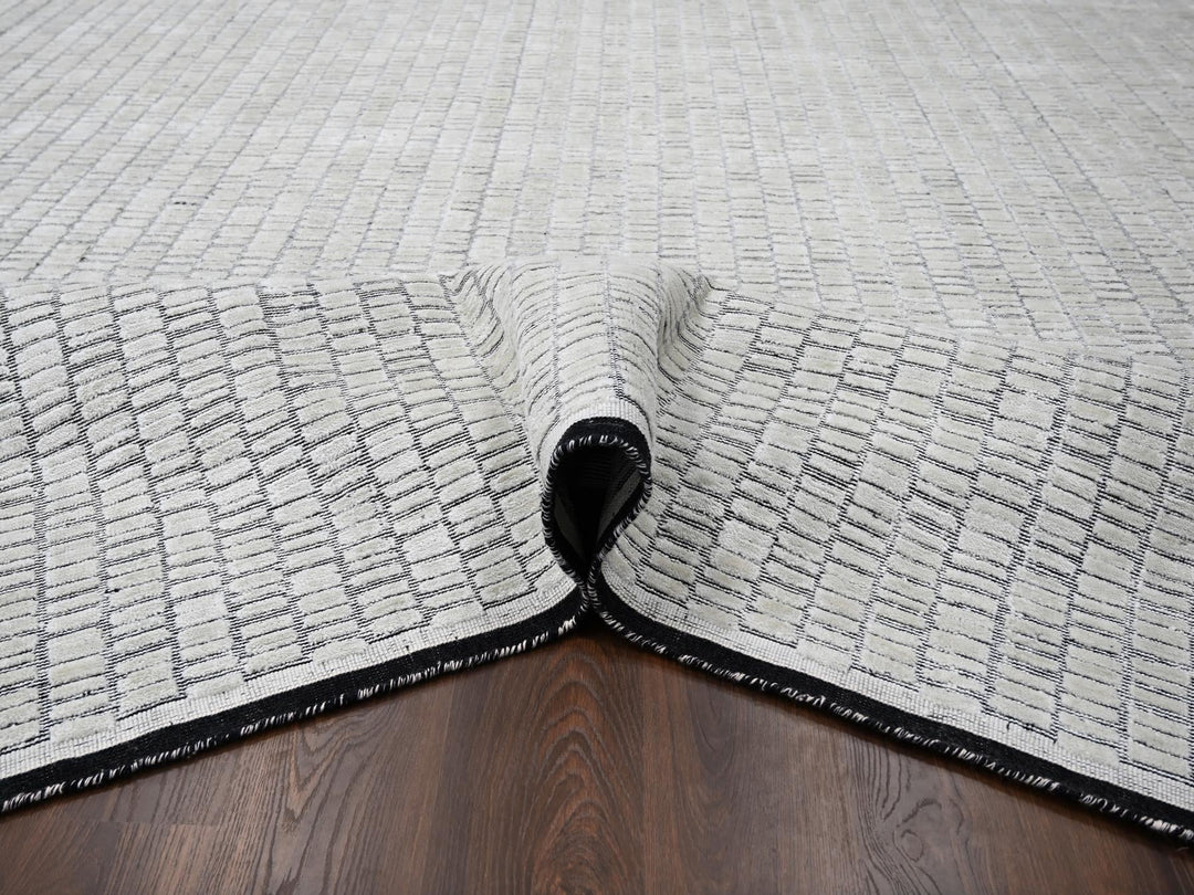 12'4" x 15'0" New Hand Loomed Ivory Wool & Silk Rectangle Oriental Rug - MOA10284170