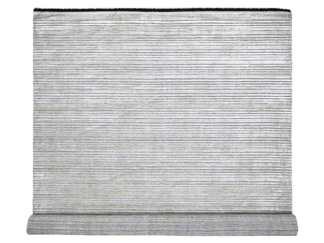 10'0" x 14'0" New Hand Loomed Brown Wool & Silk Rectangle Oriental Rug - MOA10284196