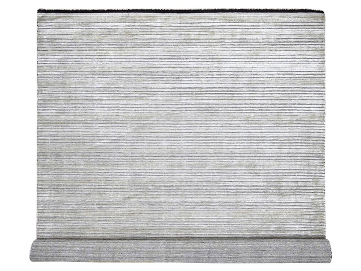 10'0" x 14'0" New Hand Loomed Brown Wool & Silk Rectangle Oriental Rug - MOA10284196