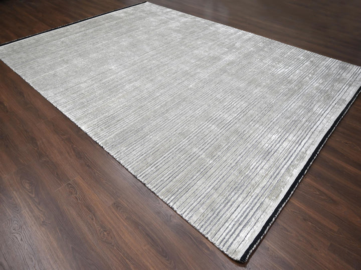 10'0" x 14'0" New Hand Loomed Brown Wool & Silk Rectangle Oriental Rug - MOA10284196