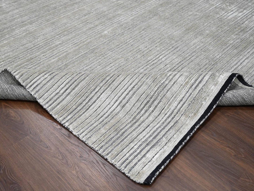 10'0" x 14'0" New Hand Loomed Brown Wool & Silk Rectangle Oriental Rug - MOA10284196