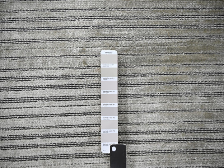 10'0" x 14'0" New Hand Loomed Brown Wool & Silk Rectangle Oriental Rug - MOA10284196