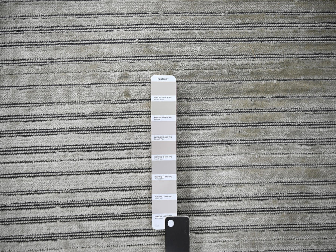 10'0" x 14'0" New Hand Loomed Brown Wool & Silk Rectangle Oriental Rug - MOA10284196