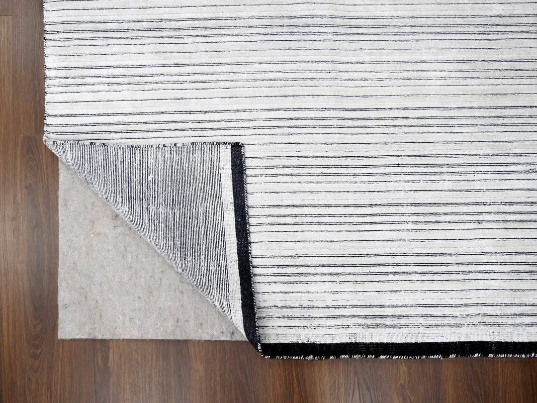 9'0" x 12'1" New Hand Loomed Ivory Wool & Silk Rectangle Oriental Rug - MOA10284279