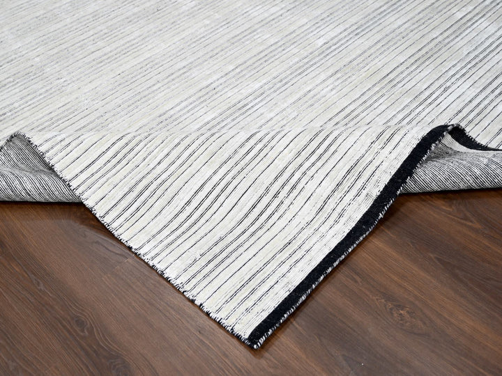 9'0" x 12'1" New Hand Loomed Ivory Wool & Silk Rectangle Oriental Rug - MOA10284279