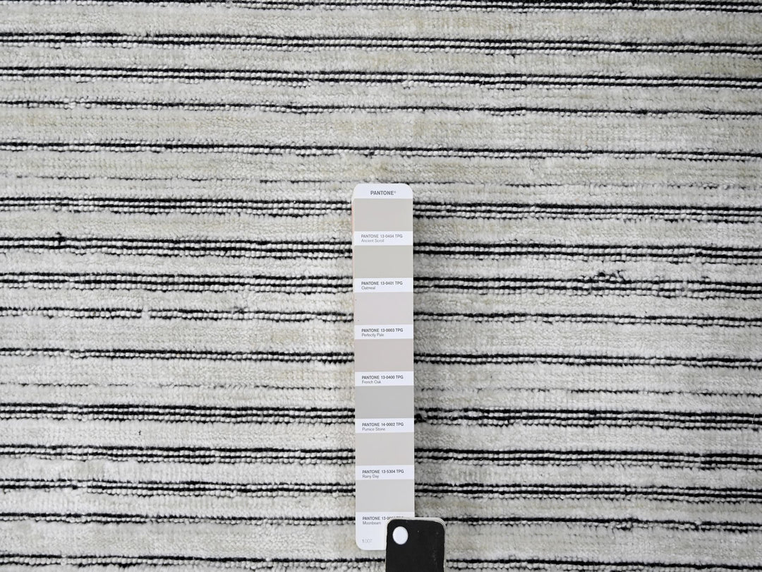 9'0" x 12'1" New Hand Loomed Ivory Wool & Silk Rectangle Oriental Rug - MOA10284279