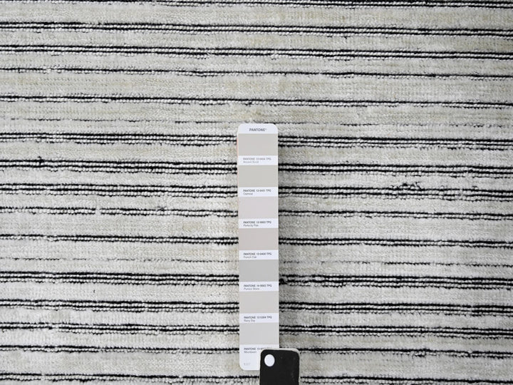 9'0" x 12'1" New Hand Loomed Ivory Wool & Silk Rectangle Oriental Rug - MOA10284279