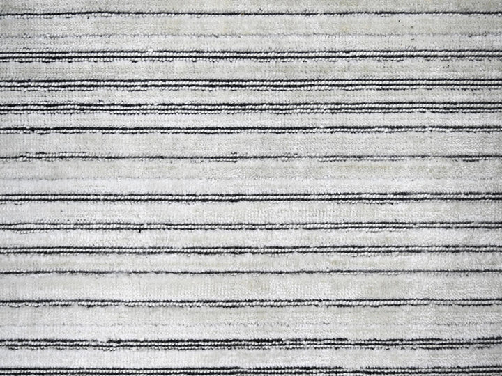 9'0" x 12'1" New Hand Loomed Ivory Wool & Silk Rectangle Oriental Rug - MOA10284279