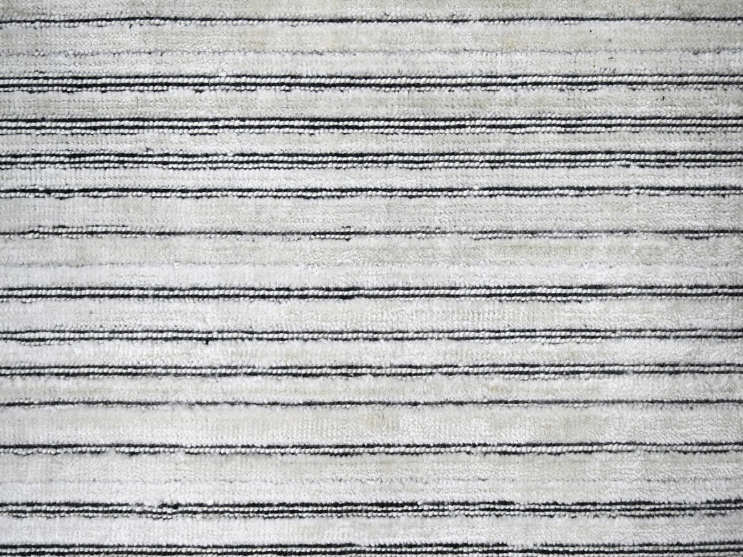 9'0" x 12'1" New Hand Loomed Ivory Wool & Silk Rectangle Oriental Rug - MOA10284280