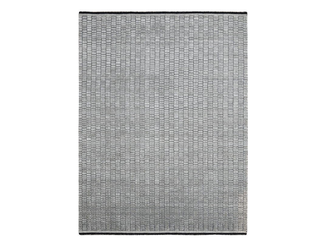 7'10" x 10'0" New Hand Loomed Grey Wool and Plant based Silk Rectangle Oriental Rug - MOA10284297