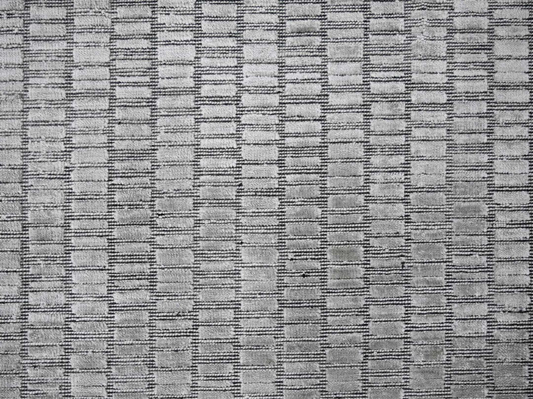 7'10" x 10'0" New Hand Loomed Grey Wool and Plant based Silk Rectangle Oriental Rug - MOA10284297