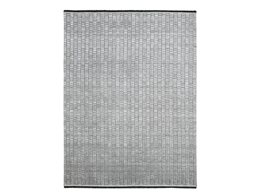 7'10" x 10'0" New Hand Loomed Grey Wool and Plant based Silk Rectangle Oriental Rug - MOA10284298