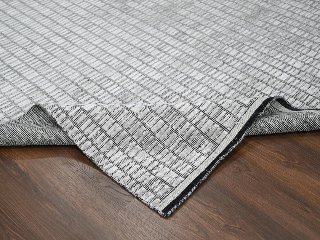 7'10" x 10'0" New Hand Loomed Grey Wool and Plant based Silk Rectangle Oriental Rug - MOA10284307