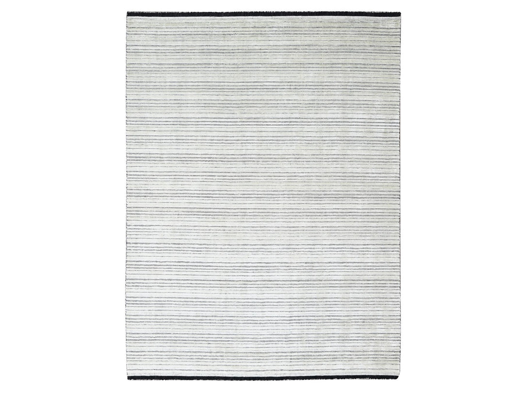 7'10" x 10'0" New Hand Loomed Ivory Wool and Plant based Silk Rectangle Oriental Rug - MOA10284334