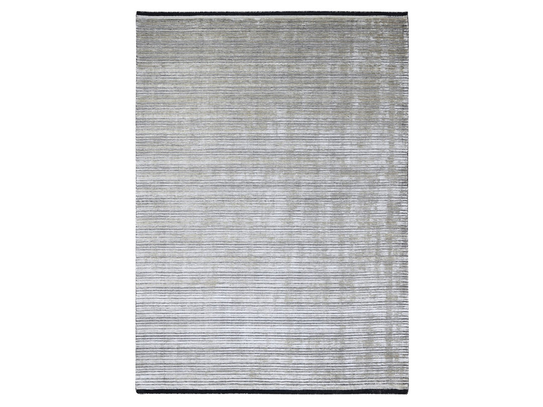 9'1" x 12'1" New Hand Loomed Brown Wool and Plant based Silk Rectangle Oriental Rug - MOA10284347