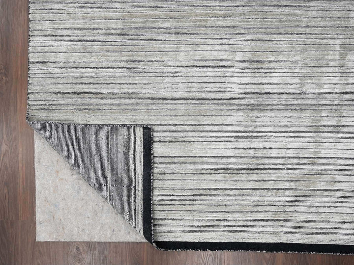 9'1" x 12'1" New Hand Loomed Brown Wool and Plant based Silk Rectangle Oriental Rug - MOA10284347