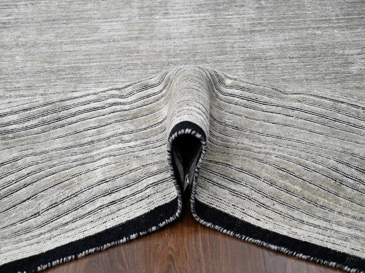 9'1" x 12'1" New Hand Loomed Brown Wool and Plant based Silk Rectangle Oriental Rug - MOA10284347