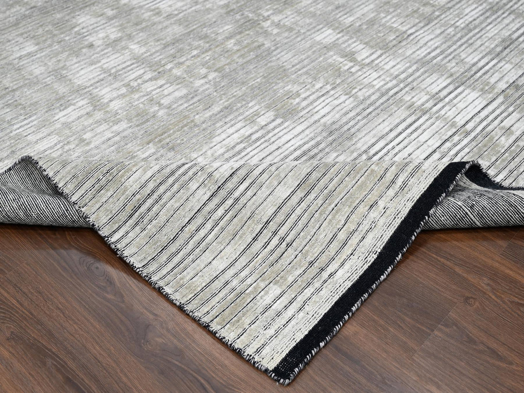 9'1" x 12'1" New Hand Loomed Brown Wool and Plant based Silk Rectangle Oriental Rug - MOA10284347