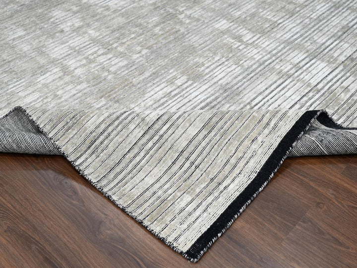 9'1" x 12'1" New Hand Loomed Brown Wool and Plant based Silk Rectangle Oriental Rug - MOA10284347