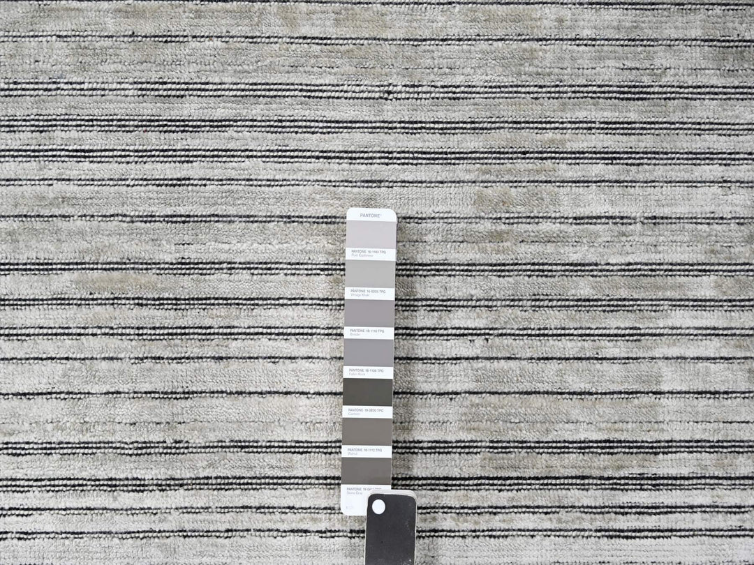 9'1" x 12'1" New Hand Loomed Brown Wool and Plant based Silk Rectangle Oriental Rug - MOA10284347