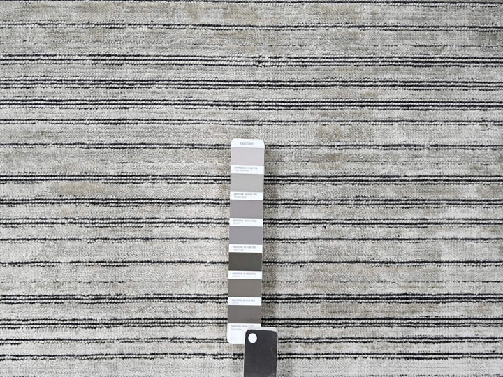 9'1" x 12'1" New Hand Loomed Brown Wool and Plant based Silk Rectangle Oriental Rug - MOA10284347