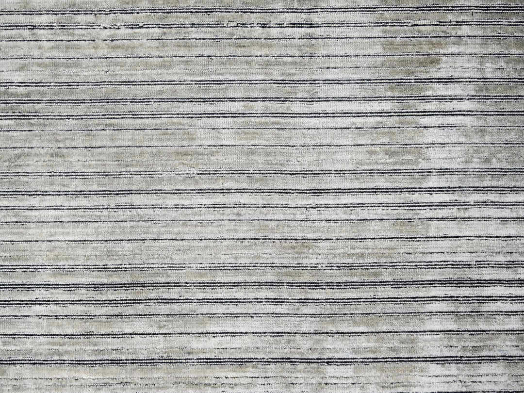 9'1" x 12'1" New Hand Loomed Brown Wool and Plant based Silk Rectangle Oriental Rug - MOA10284347