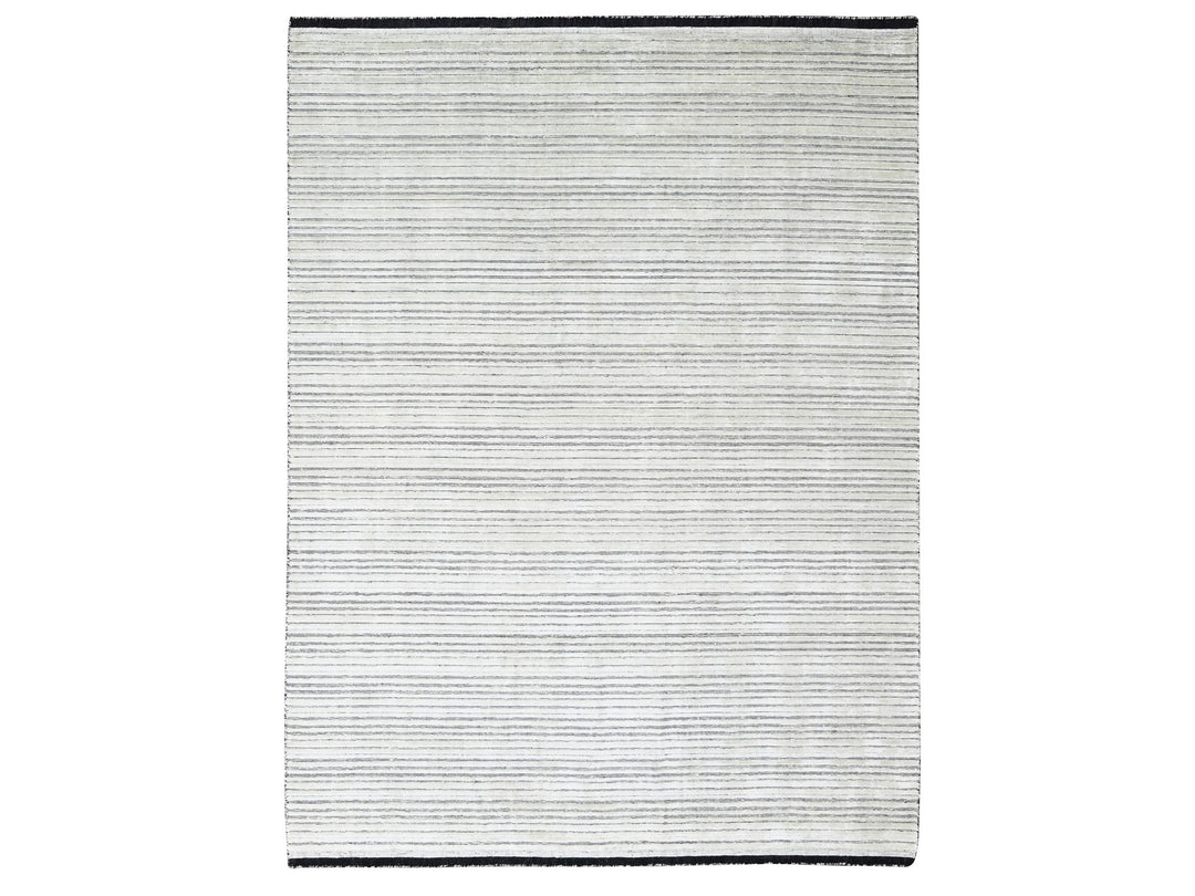 8'0" x 10'0" New Hand Loomed Ivory Wool and Plant based Silk Rectangle Oriental Rug - MOA10284349