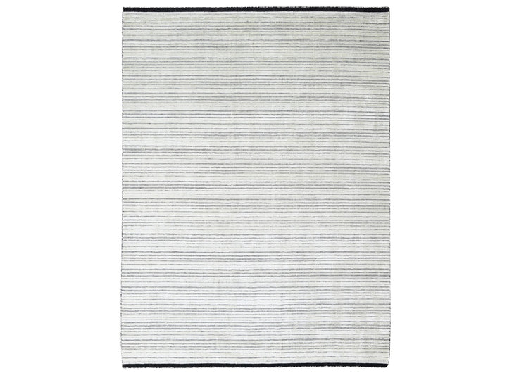 8'0" x 10'0" New Hand Loomed Ivory Wool and Plant based Silk Rectangle Oriental Rug - MOA10284349