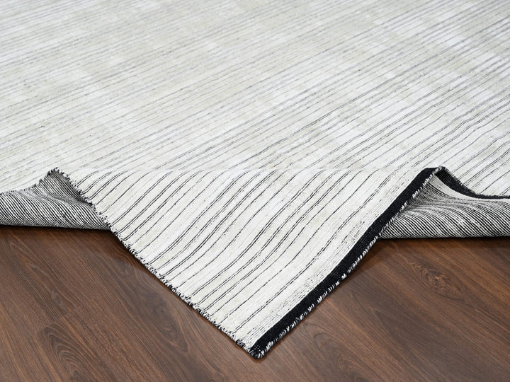 8'0" x 10'0" New Hand Loomed Ivory Wool and Plant based Silk Rectangle Oriental Rug - MOA10284349