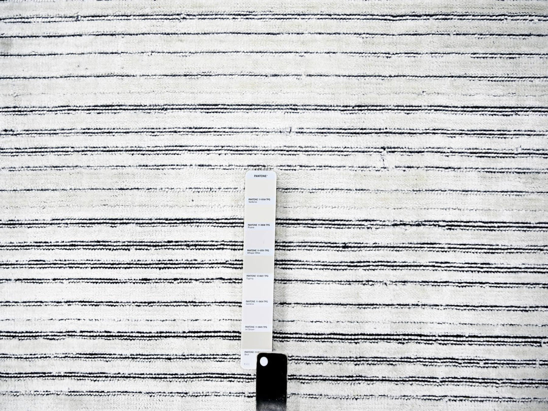 8'0" x 10'0" New Hand Loomed Ivory Wool and Plant based Silk Rectangle Oriental Rug - MOA10284349