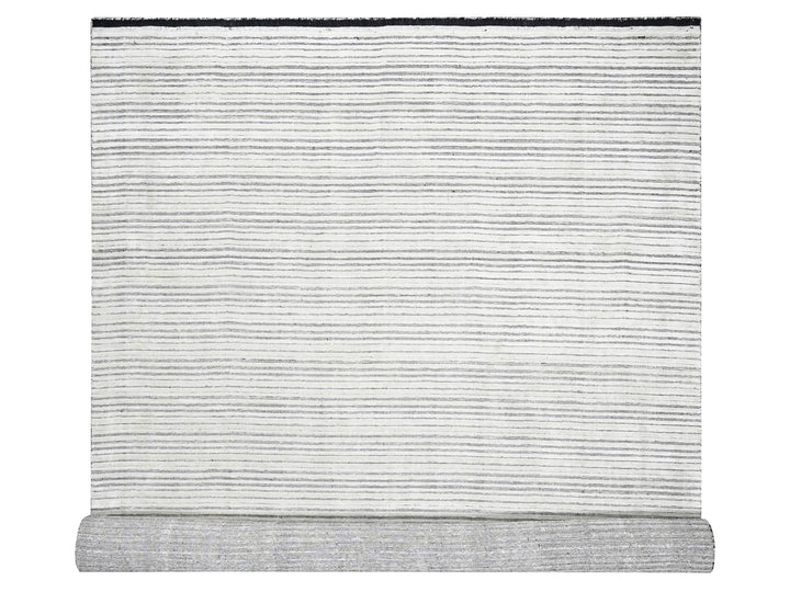12'2" x 15'0" New Hand Loomed Ivory Wool and Plant based Silk Rectangle Oriental Rug - MOA10284394